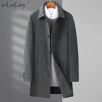 Мъжко палто, вълнена голям размер, мъжки двупосочен туид тренч, мъжки вълнен топ, зимна Casaco Masculino FCY