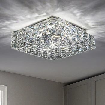 Нова модерна таванна полилей за спални креативен дизайн кристален лампа за дневна луксозен квадратен led лампа cristal